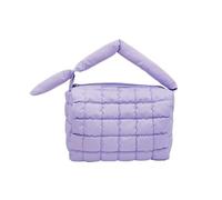 XINZHIDA Puffer Quilted Makeup Bag Cosmetic Bags,Puffy Travel Toiletry Pouch for Women,Cute Checkered Zipper Bag with Handle,Portable Make up Organizer Bag for Gifts Work Daily, purple, Modern