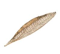 Xinzistar Incense Sticks Holder Metal Leaf Boat Incense Burner Ash Catcher 11 Inches Long for Home Decor Accessories (Gold)
