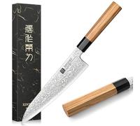 XINZUO 8.5 Inch Chef Knife, 67 Layers Hand Forged Damascus Steel Kitchen Knife Professional, Ultra Sharp,Olive Wood Octagonal Handle,Gift Box