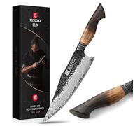 XINZUO Chef Knife 21.9 cm,Professional Damascus Steel Kitchen Knife,High Carbon Japanese Style Gyuto Knives Stainless Steel Sharp Cooking Knife with Burnt Wood Handle(White Oak and Red G10 Gasket)