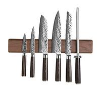 XINZUO Walnut Wood Magnetic Knife Strips 16 Inch, Double Row Round Magnets Knife Holder for Wall -Magnetic Knife Bar- Works with Kinds of Kitchen Tools -Space Saver Knife Rack