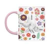 XIOANG Artistic Florals Print Ceramic Mug Holding Mum Hand Designs Drinking Cup Great for Home Offices or Cafes Artistic Tea Cup