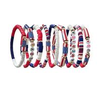 XIOANG Blue Soft Clay Bracelets Set for Independence Day Stackable Jewelry for Women Stylish Word