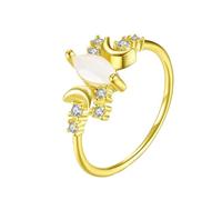 XIOANG Trendy Alloy Moons Shape Unique Statement Rings for Modern Women Couples Gifts Vintage Moons Rings