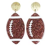 XioBingYou Acrylic Glitter Sports Ball Dangle Earrings for Women Sparkling Football Volleyball Basketball Baseball Drop Earrings Game Day Sport Theme Jewelry Gift, Zinc, No Gemstone