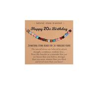 XioBingYou Birthday Gift for Women Her, Colorful Natural Stone Beads Happy Birthday Adjustable Bracelet for Daughter Wife Mom Sister Niece Friends Grandma, One Size, Stone, No Gemstone