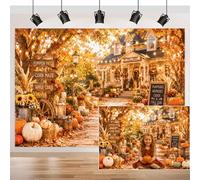 Xioistiy Fall Pumpkin Patch Backdrop, Autumn Harvest Farmhouse Photography Background, Thanksgiving Party Decorations Rustic Photo Booth Banner for Birthday Baby Shower Studio Decor，7x5FT