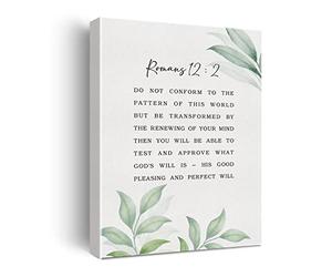 Xiolcxdr Bible Verse Canvas Print Decor 'Do Not Conform to the Pattern of This World Romans 12 : 2' Wall Art 12”X15” Modern Home Office Decoration (Framed)