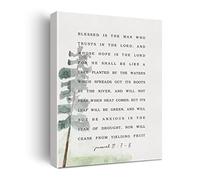Xiolcxdr Bible Verse Watercolor Canvas Print Decor 'Blessed is the Man Who Trusts in the Lord' Jeremiah 17:7-8 Wall Art 12”X15” Modern Home Office Decoration (Framed)