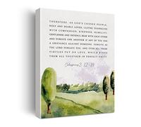 Xiolcxdr Inspirational Bible Verse Canvas Print Decor Watercolor Colossians 3:12-14 Christian Scripture Painting Posters 12”X15” Modern Home Office Decoration (Framed)