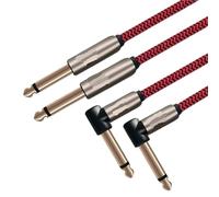 XIOMOLI Dual 6.5mm to Dual 6.5mm Audio Cable 1/4" TS Jack 2 6.5mm to 2 6.5mm for Amplifier Mixer Electronic Organ Guitar Cable(Red 2I to 2L Type,0.75m)