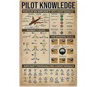 XIOMOLI Pilot Knowledge Metal Signs Vintage Wall Art Airplane Airport Pilot Knowledge Tin Sign For Home Kitchen Office Studio Club Cave Wall Decor Poster Painting