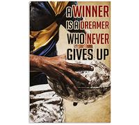 XIOMOLI Rugby Inspirational Metal Signs A Winner Is A Plaques Who Never Gives Up Posters Up to Rugby players Collection Tin Plaques Rugby Enthusiasts Home Room Club Wall Art decor 8"x12"