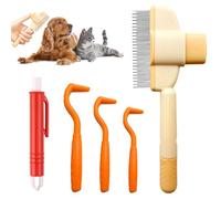 Xionghonglong Pack of 5 Tick Tongs Tick Hook Tick Remover Set for Dogs Cats with Fur Flash Brush Cat for Cat Owners, Self-Warming Dog Mat