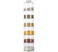 XIONGQI Transparent Spice Storage Containers,6Pcs Stackable Spice Storage Boxes Condiment Jars,Seasoning Storage Container for Sugar, Salt, Pepper and Other Spices