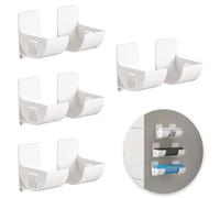 XIONGXIAOZHI 4 Pairs Self-Adhesive Garbage Bag Dispenser Waterproof Wall Mounted Garbage Bag Holders Wall Mounted Plastic Bag Holder No Punching Trash Bag Holder For Tin Foil, Rubbish Bag (White)