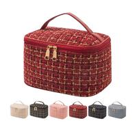 XIONHUFK Travel Makeup Bag,High Capacity Toiletries Travel Bag,Waterproof And Wear-Resistant Portable Cosmetic Organizer,With Comfortable Handle,Suitable for Ladies And Girls, Red, Fashion