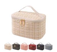 XIONHUFK Travel Makeup Bag,High Capacity Toiletries Travel Bag,Waterproof And Wear-Resistant Portable Cosmetic Organizer,With Comfortable Handle,Suitable for Ladies And Girls, White, Fashion