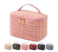XIONHUFK Travel Makeup Bag,High Capacity Toiletries Travel Bag,Waterproof And Wear-Resistant Portable Cosmetic Organizer,With Comfortable Handle,Suitable for Ladies And Girls, Pink, Fashion