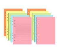 XiowDow A5 Binder Filler Paper Colored Loose Leaf Papers 6 Hole Punch Planner Inserts Line Blank Pages Refill for Notebook Journal Writing 50 Sheets Per Pack (LineBlank, A5)