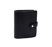 XiowDow A7 Binder Wallet Black Mini Budget Planner PU Leather Small Journal Notebook Cover 6 Ring Money Organizer Loose Leaf Folder Snap Closure for Purse Journal Filler Paper A7 Cash Envelopes