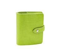 XiowDow A7 Binder Wallet Green Mini Budget Planner PU Leather Small Notebook Cover 6 Rings Money Organizer Loose Leaf Folder Snap Closure for Purse Journal Filler Paper Cash Envelopes (Green)