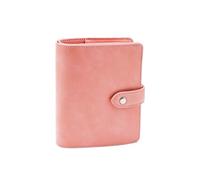 XiowDow A7 Binder Wallet Pink Mini Budget Planner PU Leather Small Notebook Cover 6 Rings Money Organizer Loose Leaf Folder Snap Closure for Purse Journal Filler Paper A7 Cash Envelopes(Pink)