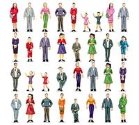 XIPEGPA 36PCS People Figurines Mini Trains Architectural 1:25 Scale People Painted Figures Plastic People Small Dollhouse People Standing and Seat for Miniature Scenes