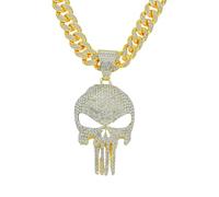 XIPIEIO 2024 Fashion Necklace Popular Skull Pendant Cuban Chain Necklace Men’s Hip-Hop Street Dance Jewelry Punk Style Vintage Skull Necklace Gift Exquisite gifts