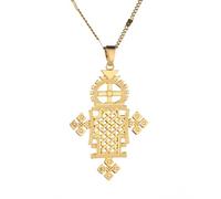 XIPIEIO Men's and women's necklaces Ethiopian Gold Color Cross Pendant Necklace Eretrian Coptic Crosses Women Jewelry gift