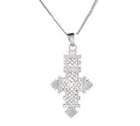 XIPIEIO Men's and women's necklaces Silver Color African Cross Pendant Necklace Ethiopian Trendy Cross Chain Jewelry gift