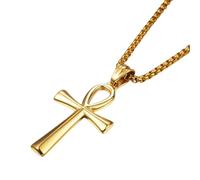 XIPIEIO Men's Fashion Trend Necklace Egyptian Cross Necklaces for Men and Women Gold Pendants Necklaces Amulet Personalized gift