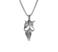 XIPIEIO Men's necklaces and personalized jewelry Gothic Devil Face Necklace Men Crying Ghost Face Banno Mask Pendant Fashion Hip Hop Halloween Fashion Jewelry gift