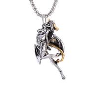 XIPIEIO Men's Personalized Versatile Necklace Creative Design Succubu Pendant Necklace Men and Women Fashion Gothic Punk Accessorie Vintage Silver Color Jewelry Gifts Fashion gifts