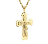 XIPIEIO Neutral Cuban Punk Chain Heavy Jesus Cross Pendant Necklaces Men Jewelry Crucifix Link Chains Body collare Gifts Personalized gift