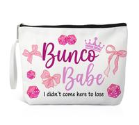 Xipromi Bunco Babe I Didn't Come Here to Lose Makeup Bag, Funny Cosmetic Bag for Bunco Lover, Bunco Gifts for Women, Birthday Gifts for Bunco Player Bunco Club Friend, Bunco Group Gifts, White