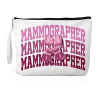 Xipromi Mammography Makeup Bag, Funny Cosmetic Bag for Mammography Technologist Breast Cancer, Mammo Tech Grad Gifts, Mammography Nurse Appreciation Gifts, Mammo Gifts for Women, White