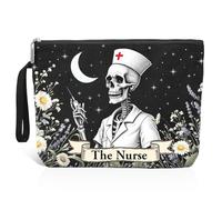 Xipromi The Nurse Makeup Bag, Funny Skeleton Cosmetic Bag for Night Shift Nurse Student Nursing, Nurse Gifts for Women, Nurse Graduation Gifts, Nurses Week Appreciation Gifts, Black