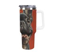 Xiputvl 3D Printing Dog Reusable Stainless Steel Travel Mug - Leakproof with Straw - Ideal for Hot and Cold Drinks - Dishwasher Safe 40oz