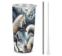 Xiputvl 3D Printing Fox Leakproof Thermal Travel Cup - Stainless Steel - Keeps Drinks Hot Or Cold - Convenient for Car and Outdoor Use 20oz