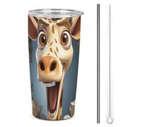Xiputvl 3D Printing Giraffe Insulated Stainless Steel Travel Mug - Leakproof with Straw - Ideal for Hot and Cold Drinks 20oz