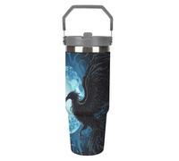 Xiputvl 3D Printing Phoenix Leakproof Stainless Steel Thermal Mug - Ideal for Hot and Cold Drinks - Includes Straw 30oz