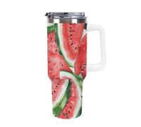 Xiputvl 3D Printing Watermelon Large Capacity Travel Mug - Stainless Steel - Leakproof - Keeps Drinks Hot Or Cold - Includes Straw 40oz