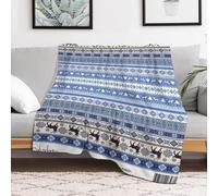 Xiputvl Blue Christmas Elk Ultra Soft Sherpa Fleece Blanket - Fluffy And Warm for Bed And Sofa, Easy Care 40"x50"