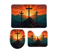 Xiputvl Christian-cross-symbol-of-faith Coral Velvet Floor Mat Three Sets Extra Soft Non-Slip Bath Mat, Quick Dry, Absorbent for Bathroom Floor 15.7"x23.6"