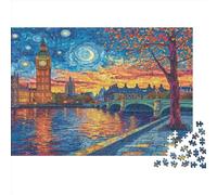 Xiputvl London Tower Bridge 1000pc Jigsaw Puzzle, Cardboard, Scenic, Jigsaw, Puzzle, 1 Set, 1 Item, 1000 Pieces, 1 Gram, 14+, Tabletop, Landmark, Beginner, Rectangular, 75x50cm