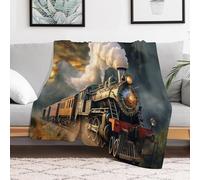 Xiputvl Steam Train Plush Fleece Throw - Soft And Warm for Bed, Couch, And Travel, Anti-Pill, Easy Care 40"x50"