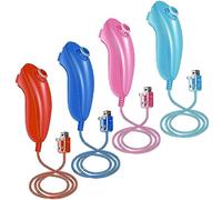 XiQiDianr 4 Packs Nunchuck Controller,Nunchuk Controllers Joystick Gamepad,Replacement for wii Nunchuck Controller,Compatible with Nintendo Wii & Wii U Video Game Gamepads(Sky Blue+Pink+Dark Blue+Red)