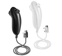 XiQiDianr Nunchuck Controller, 2 Pack Nunchuck Controller Replacement for wii Nunchuck Controller Joystick Gamepad, Compatible with Nintendo Wii & Wii U Console (Black+White)