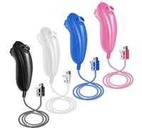 XiQiDianr Nunchuck Controller, 2 Pack Nunchuck Controller Replacement for wii Nunchuck Controller Joystick Gamepad, Compatible with Nintendo Wii & Wii U Console (Black White+Pink+Blue)